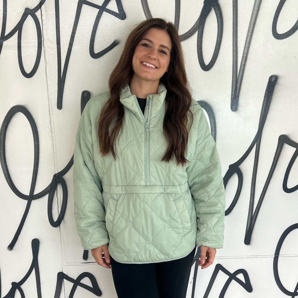 Light Green Old Navy Packable Pullover Half Zip Water Resistant Jacket